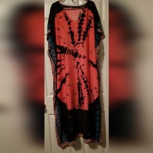 Women's All Over Print Batwing Sleeve V Neck Multicolor